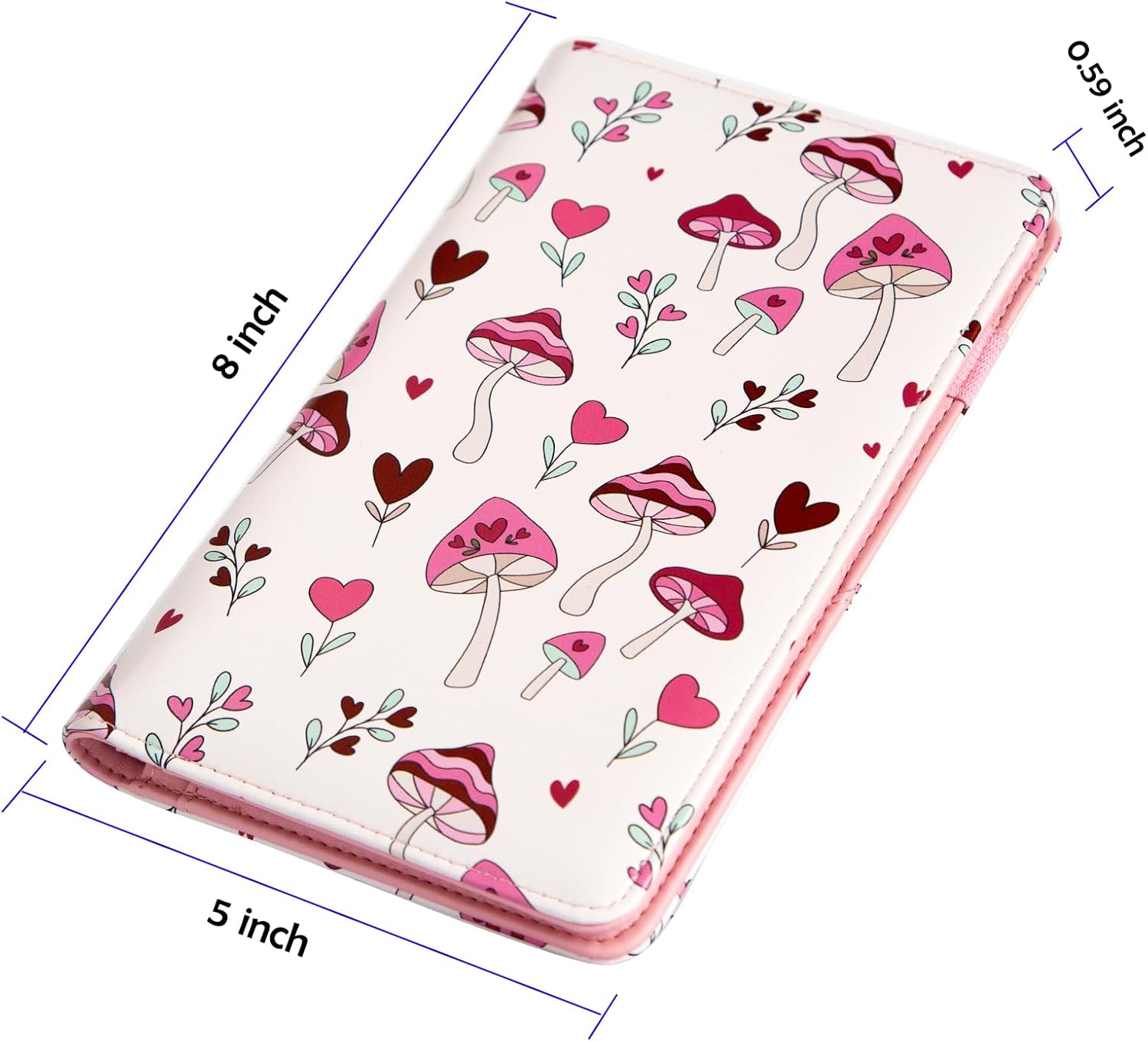 Pink Server Book, Server Books for Waitress, Waitress Book with 2 Zipper Pocket, Cute Server Book, Server Note Pads Waitress Book with Money Pocket Fit Server Apron (Pink Mushroom)