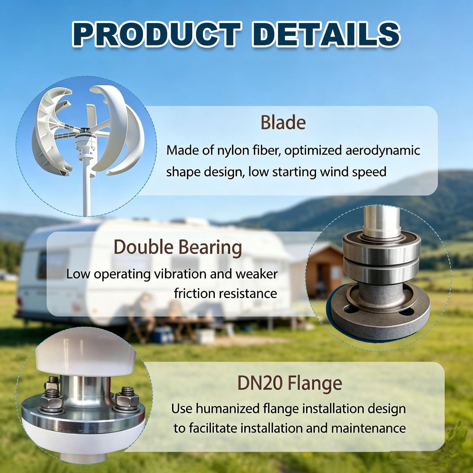 Kit generador de turbina eólica de 18000 W, turbina eólica Vertical Permanente de 5 aspas, Equipo productor de Electricidad, Kit de energía para Uso doméstico y en Barcos 12V