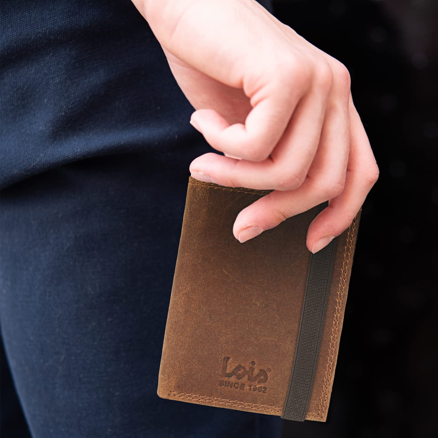 Lois - Carteras para Hombre Elegantes de Alta diseño Moderno. Billeteras para Hombre compactas Estilo clásico Cartera Monedero Funcional.