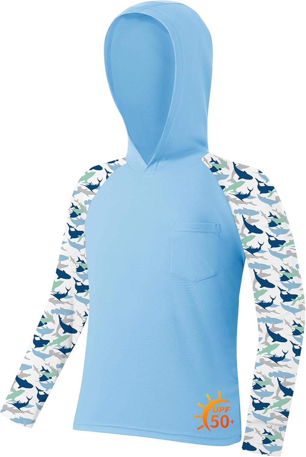 ZITY Boys Rash Guard Hooded Fishing Shirt Kids UPF 50+ Long Sleeve Sun Hoodie Youth UV Protection Beach Swim Shirts