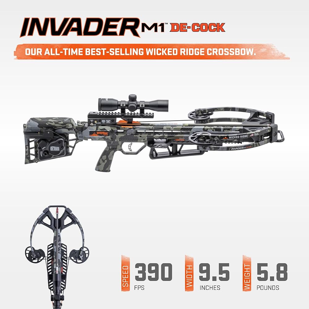 Amazon.com : Wicked Ridge Invader M1 De-Cock Crossbow, Peak