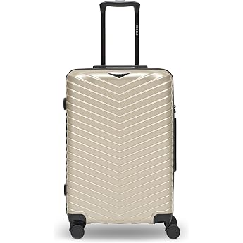 REDOLZ Ultralight Hard Shell Check-in Suitcase Medium Trolley Shiny Surface 43 x 28 x 66 cm with Expansion Pleat 3 cm Expandable Only 3.4 kg 4 Double Wheels & TSA Lock Essentials 18