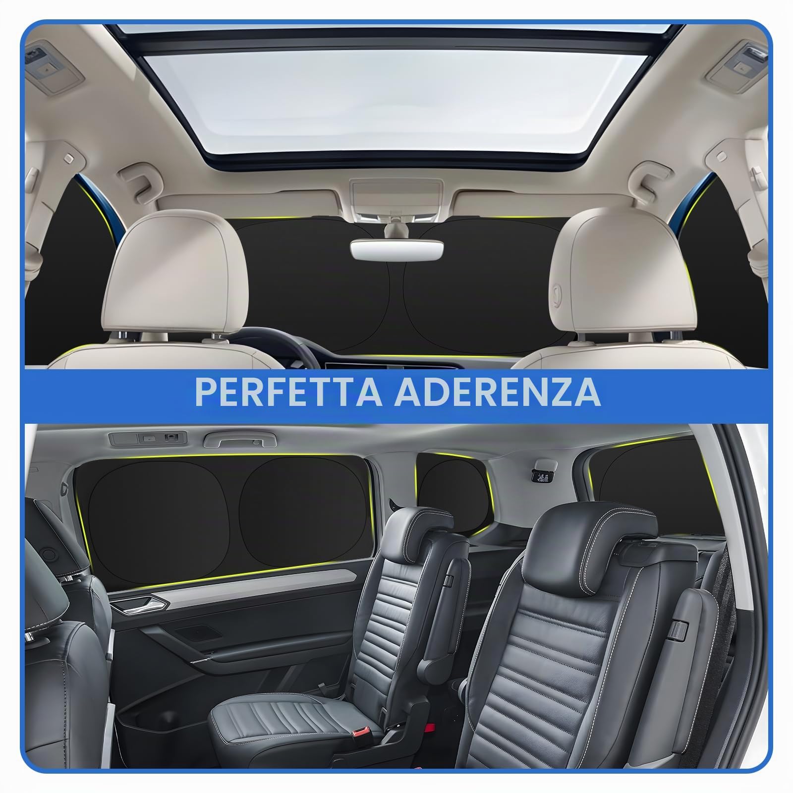 ZATOOTO Parasole Auto Interno per Skoda Kodiaq 2017-2023, Oscurante Privacy | Tende Oscuranti Auto, Set Completo Isolamento Termico Per Parabrezza, Finestrini Laterali E Lunotto, Facile Montaggio