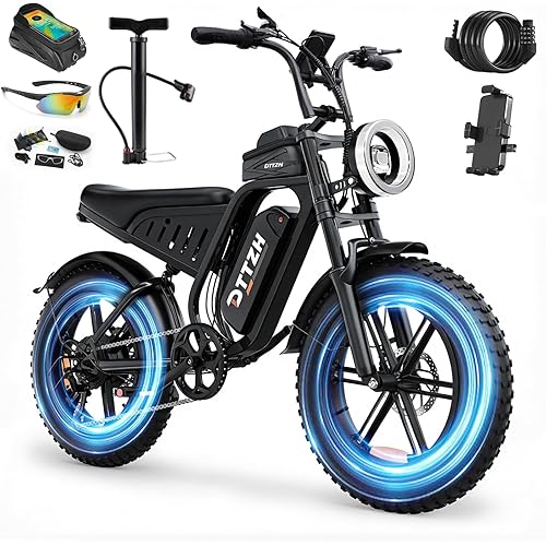 DTTZH Electric Bike with NFC & Password Unlock, 4000/2000/1500W, 50/40/33MPH, 60V 30Ah, 48V 15/25Ah E-Bike, 100-60 Miles Electric Motorcycle, 20" Fat Tire Electric Dirt Bike for Adult