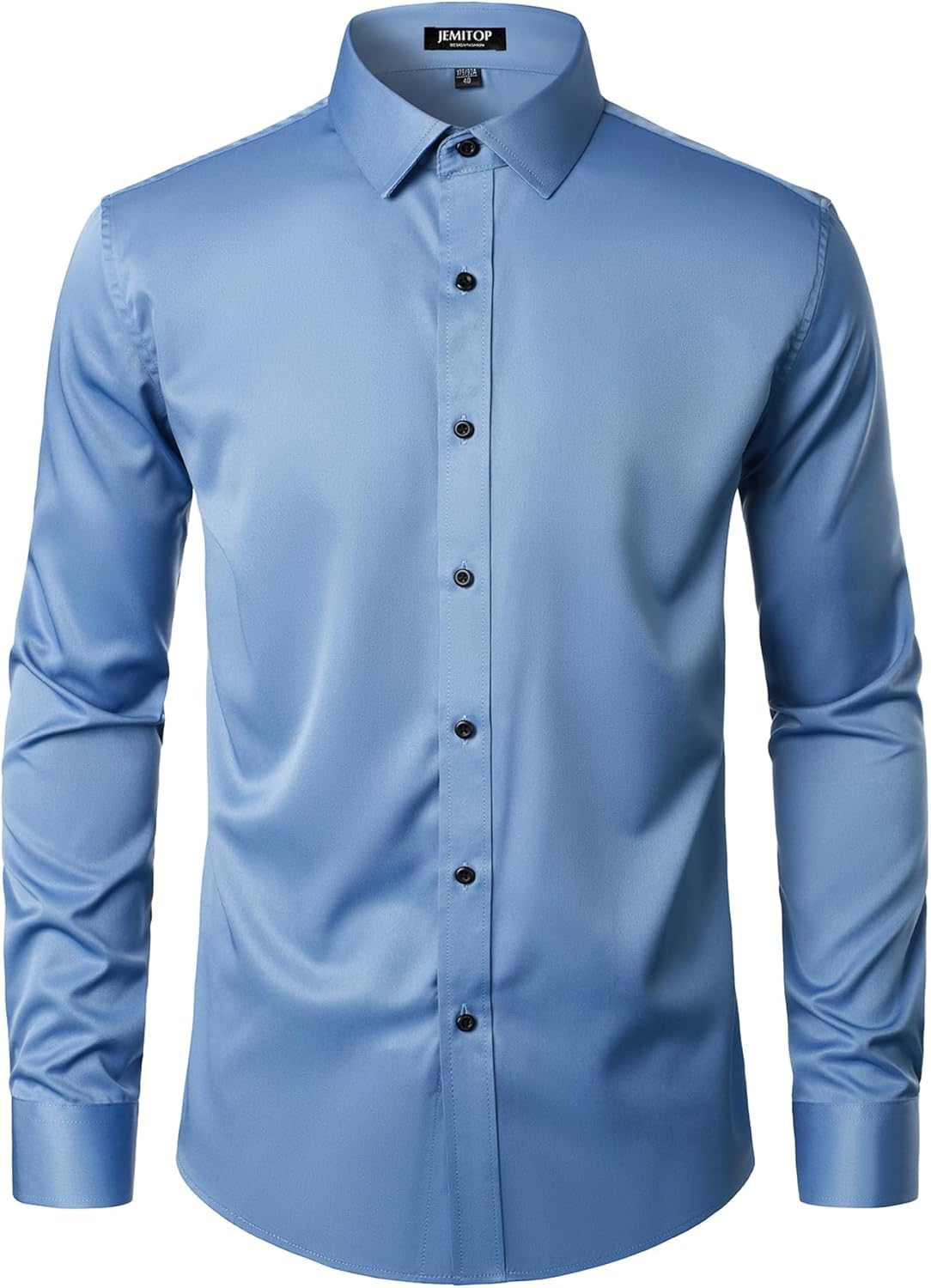 JEMITOP Men's Stretch Wrinkle Free Dress Shirt Formal Prom Wedding Long Sleeve Button Down Shirts - Image 2