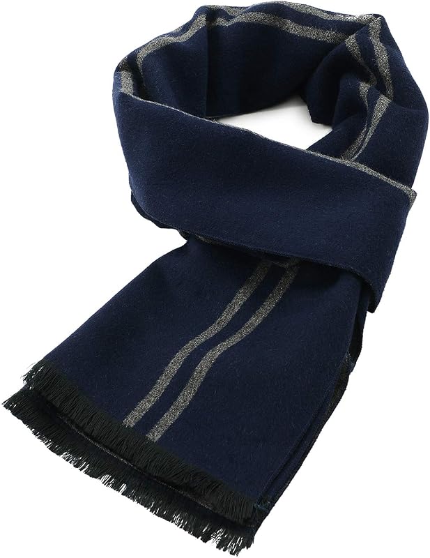 Winter Scarf for Men, Soft Warm Long Plaid Tassel Scarf