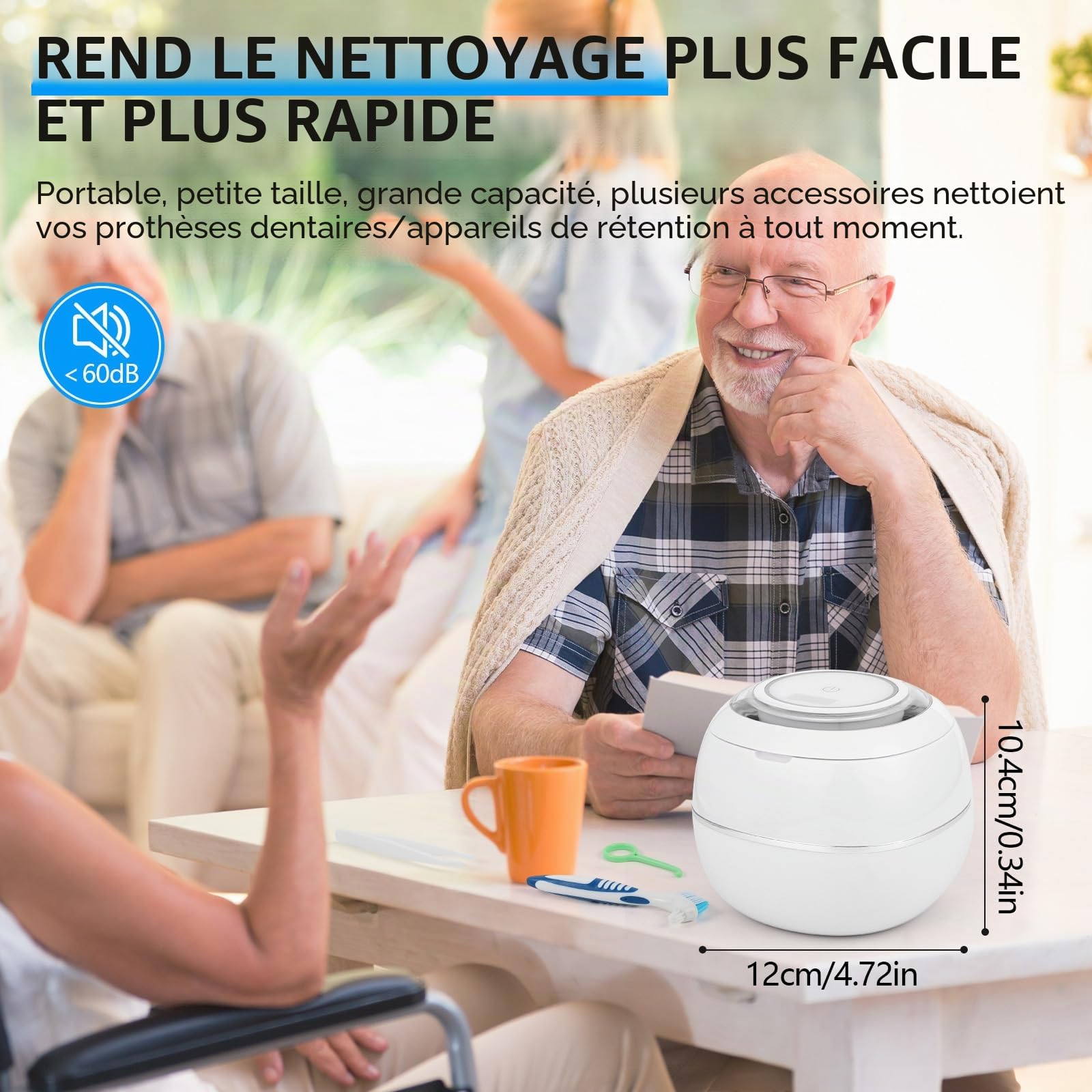Nettoyeur Ultrasons,GuKKK 28W Detartreur Dentaire Ultrason UV,180ML Nettoyeur Ultrason Appareil Dentaire pour Prothèses Dentaires,Protège-dents de Nuit, Aligneur,Tête de Brosse,Bijoux (Weiß)