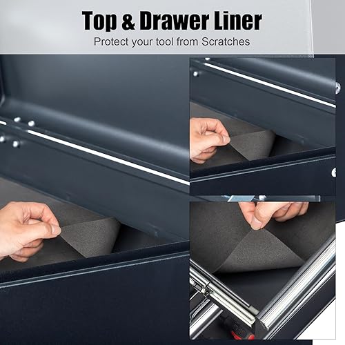 Miniatura 5 de Winado Caja de herramientas portátil de 24 pulgadas, 5 cajones y bandeja de almacenamiento superior, caja de herramientas con cajones, armario de