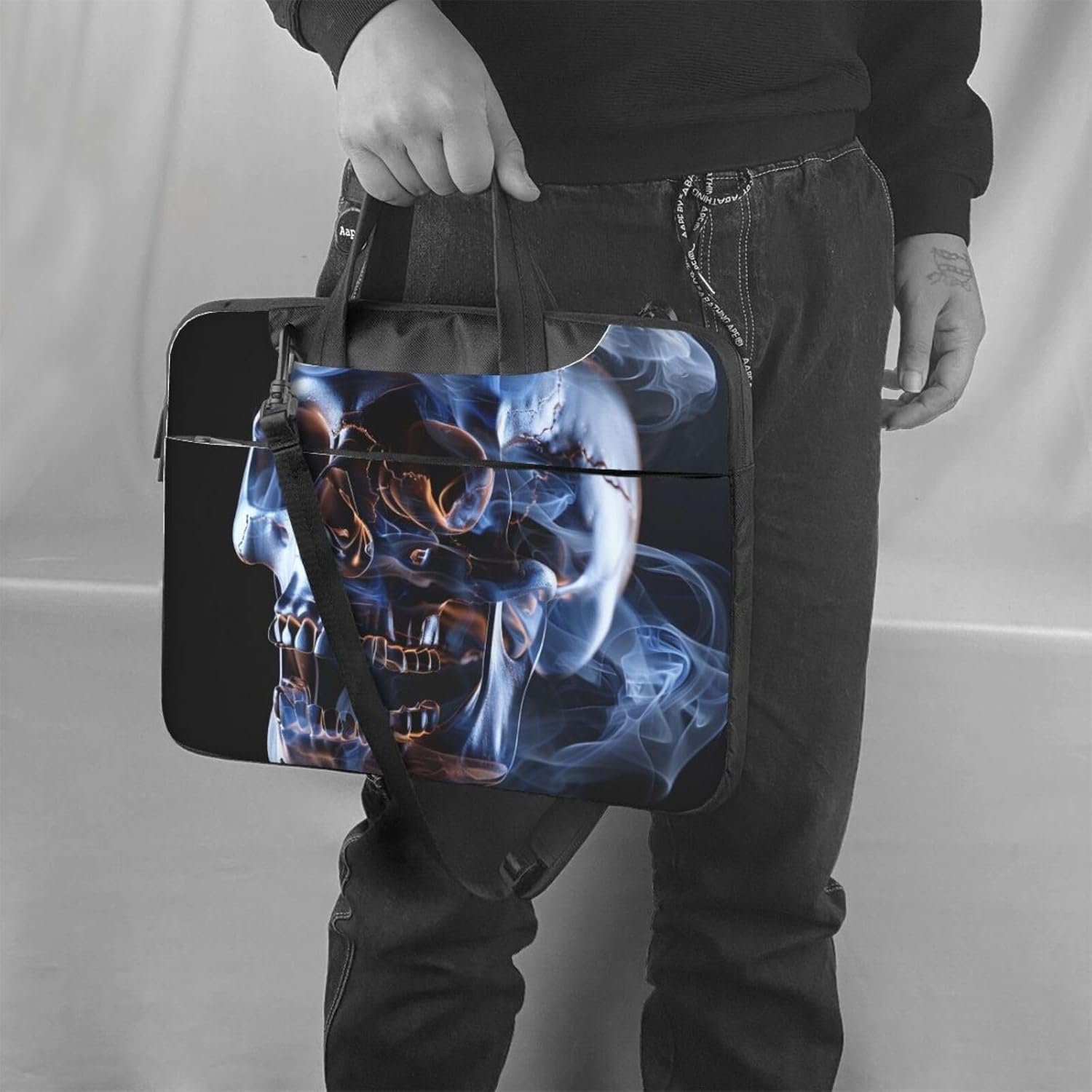 Skull Look Like Metal Laptop Tote Bag Printed Travel Business Computer Bag Work Bag for Men Women