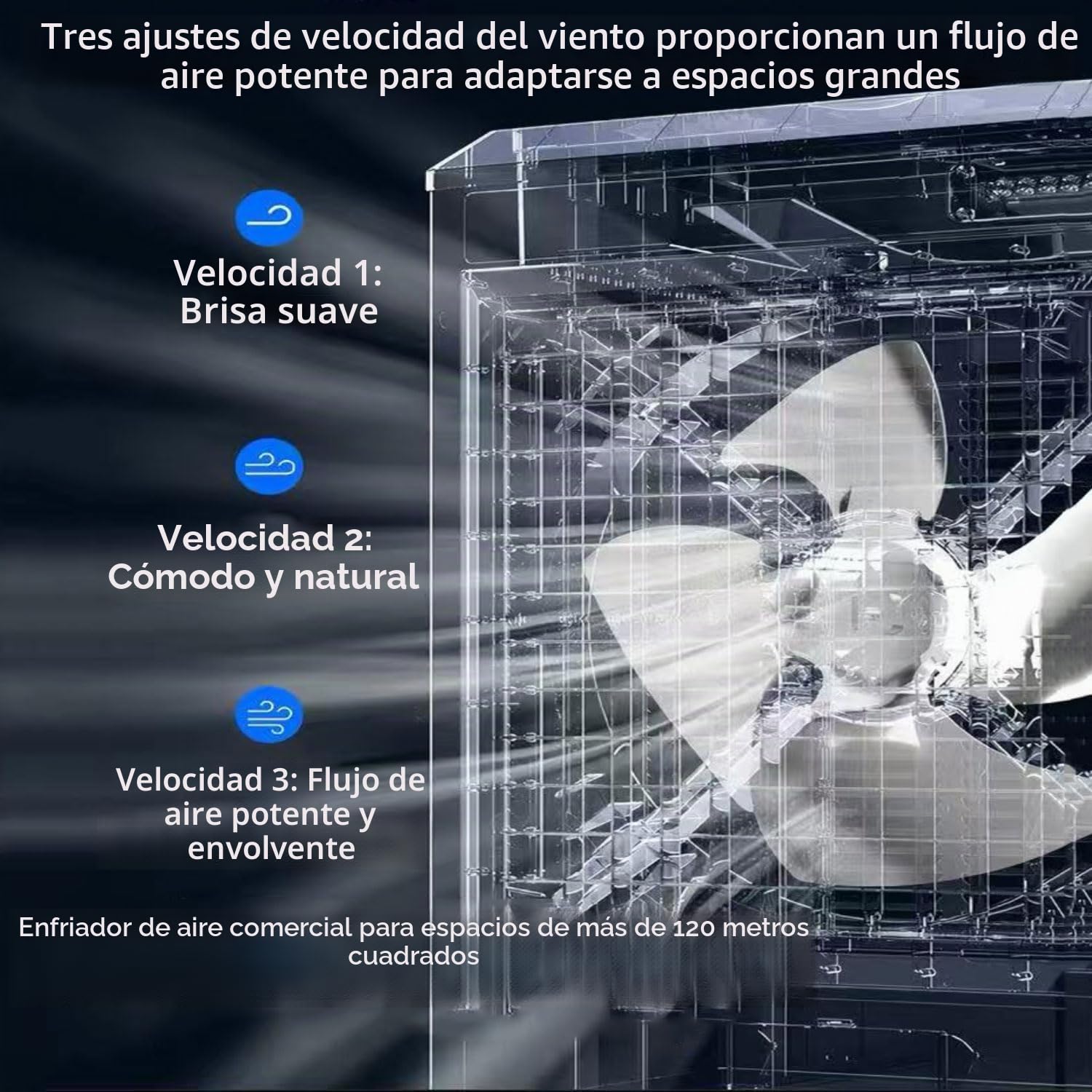Aire Acondicionado portátil de 40 L con Sistema de enfriamiento evaporativo, Ventilador, Control Remoto, 3 velocidades y 3 Modos, Temporizador de 7.5 Horas, Unidad móvil de Aire AC
