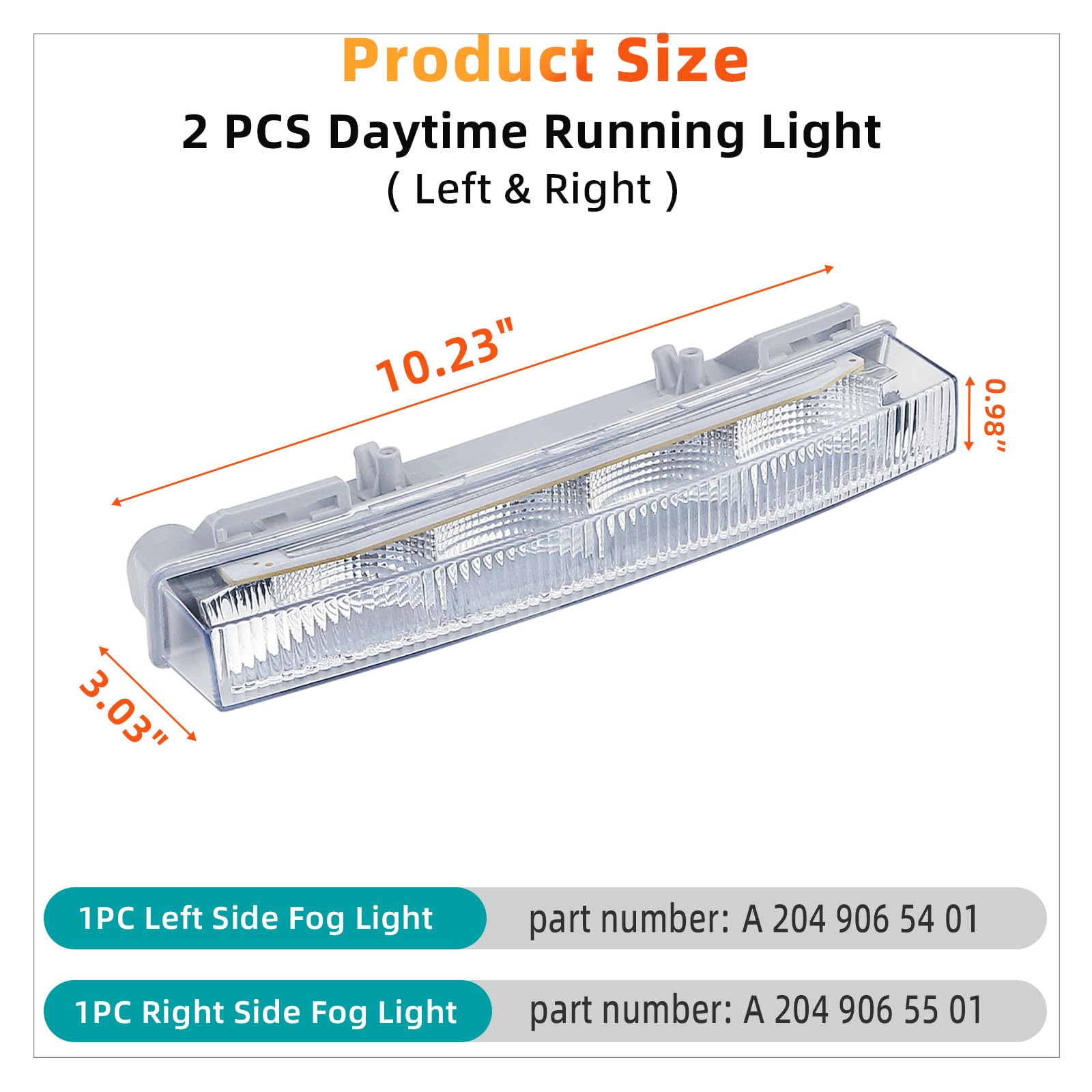 1 Pair LED Daytime Running Lights Replaces A2049065401 A2049065501