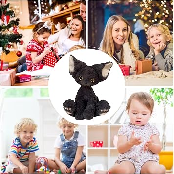 Plush Cat Doll – 30cm 11.81in Cute Black Stuffed Animal, Durable Soft Sofa Ornament Plush Toy | Perfect for Bedroom Living Room Dorm Home Decoration, Gift for Kids Play, Cat Lovers Collectible
