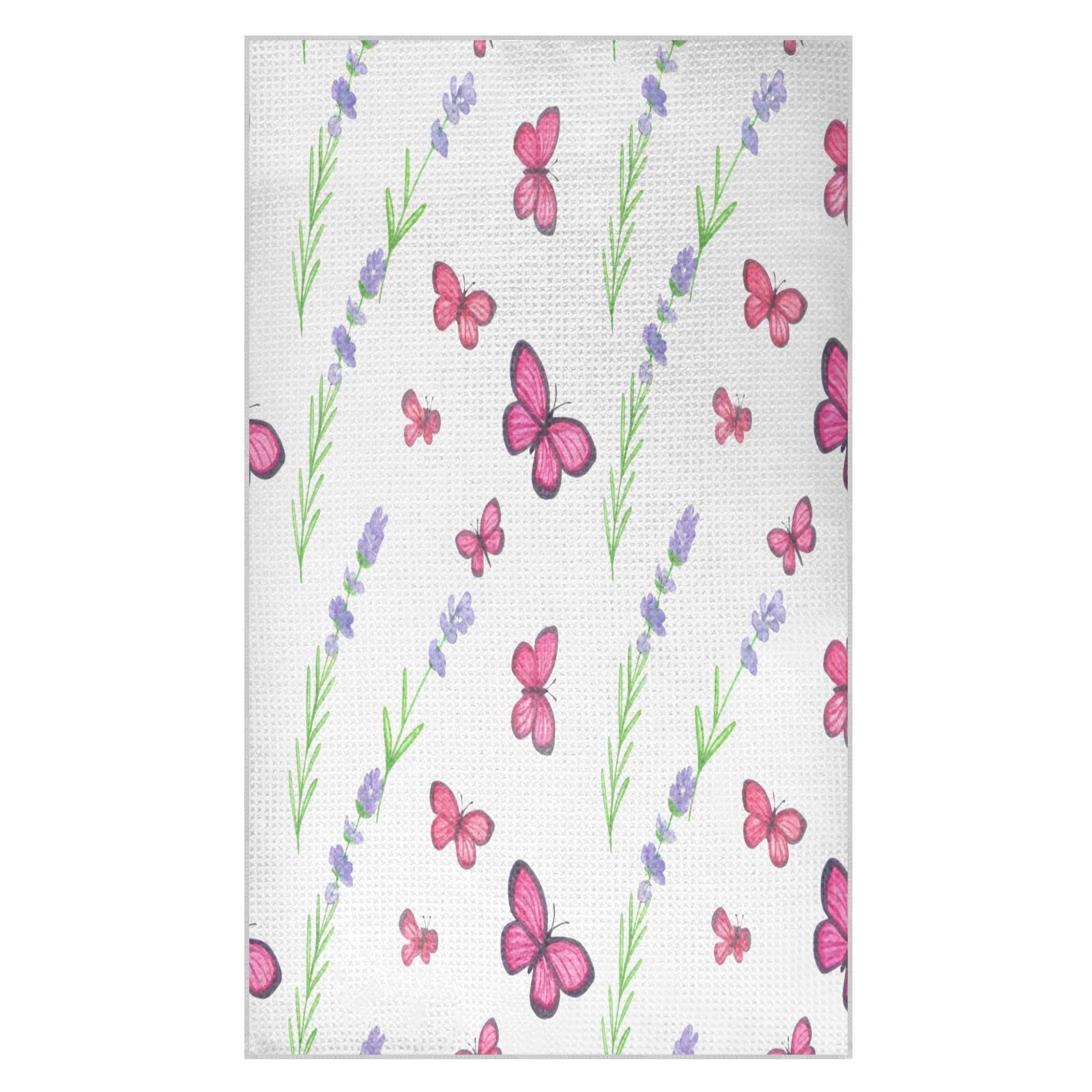 JiangGgen Butterflies Kitchen Towels 2-Pack Soft Absorbent Dish Towels
