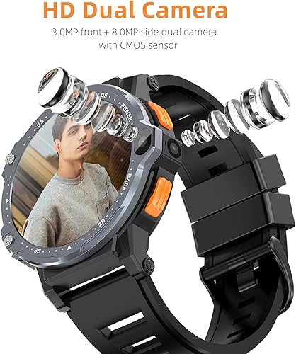 Miniatura 3 de Pyrrhionia Reloj inteligente 4G con GPS 2GB+16GB 4GB+64GB 1.54 pulgadas pantalla redonda hombres Smartwatch doble cámara Android 8.1 WiFi mapas