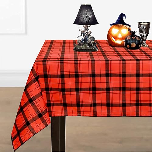 Mantel rectangular de otoño, mantel de Acción de Gracias a cuadros de búfalo naranja, impermeable, lavable a máquina, para decoración de cenas de disponible en Yaxa Peru
