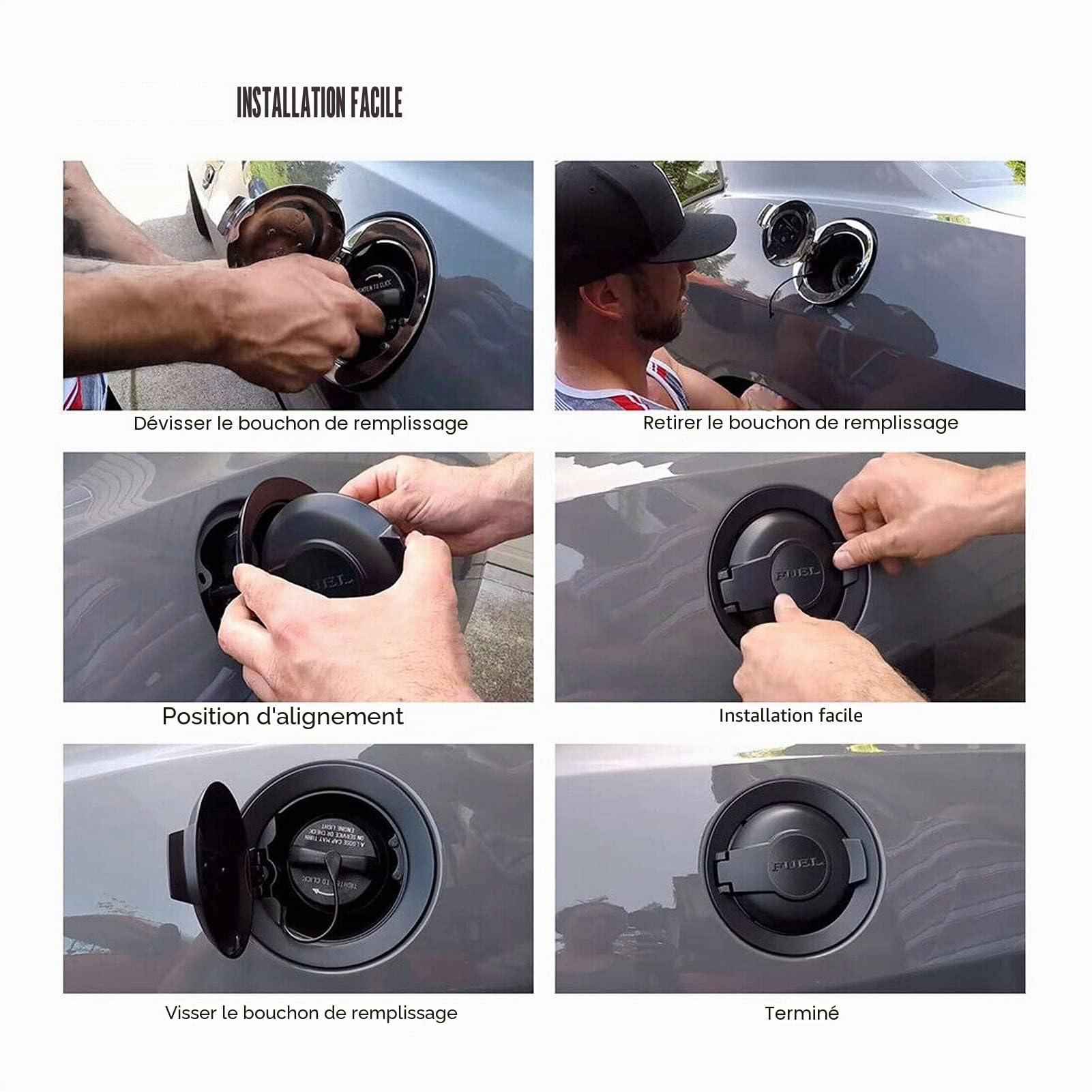 Bouchon de Remplissage de Carburant Challenger 68250120AA ABS Noir Mat + Métal de Remplacement pour 2008-2019