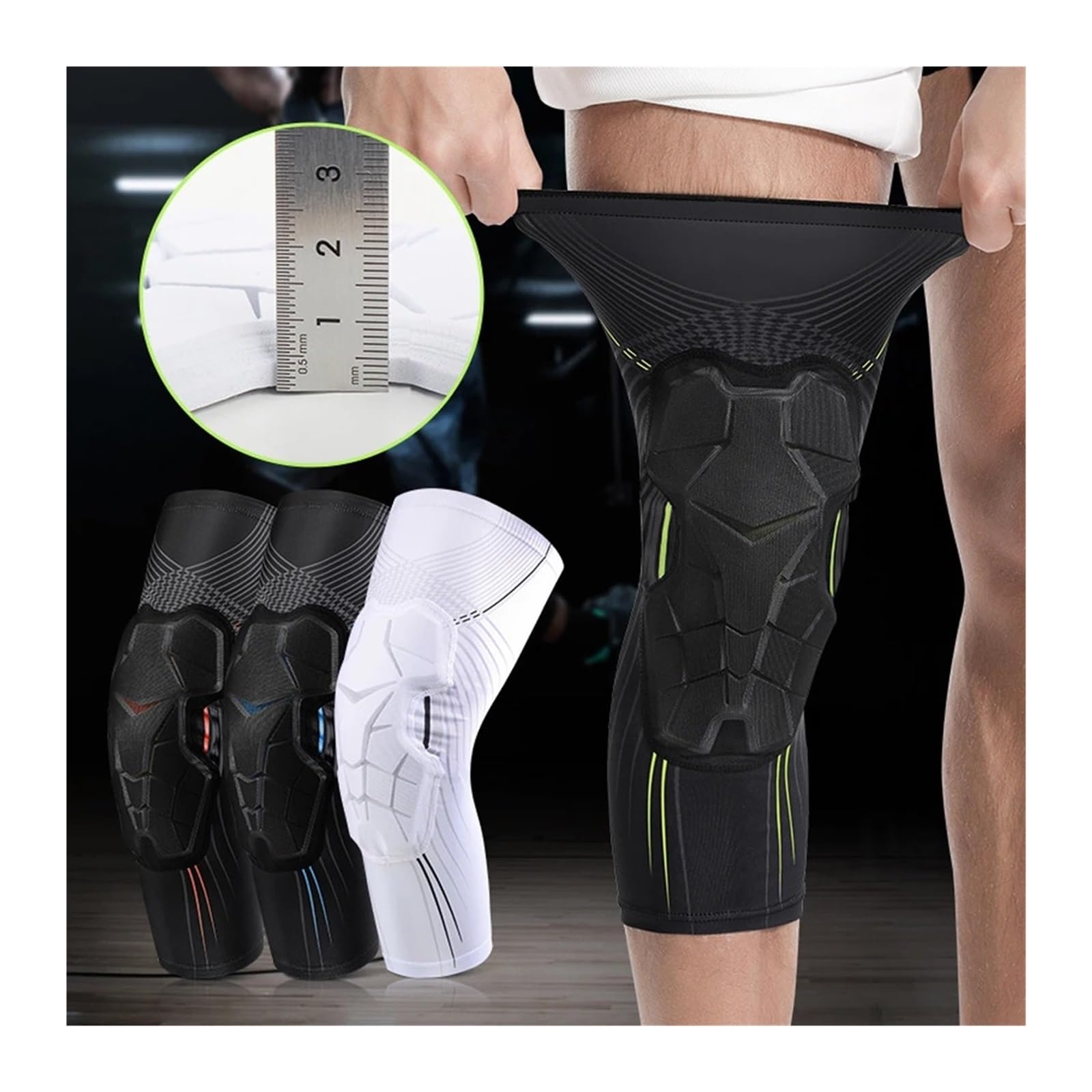 Ginocchiere Supporto for ginocchio antiurto Attrezzatura sportiva protettiva Ginocchiere for gambe da palestra Fasciatura traspirante Ginocchiera basket(2 PCS Black Blue,XXL)