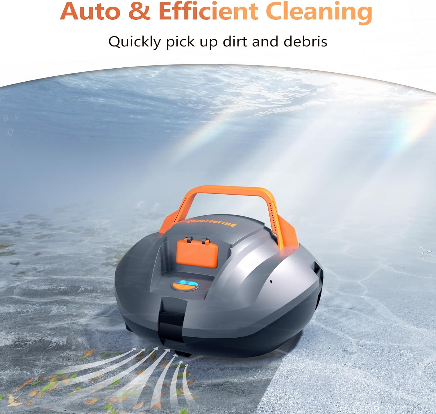 CoasTeering Planet Robotic Pool Cleaner cleaning the pool floor