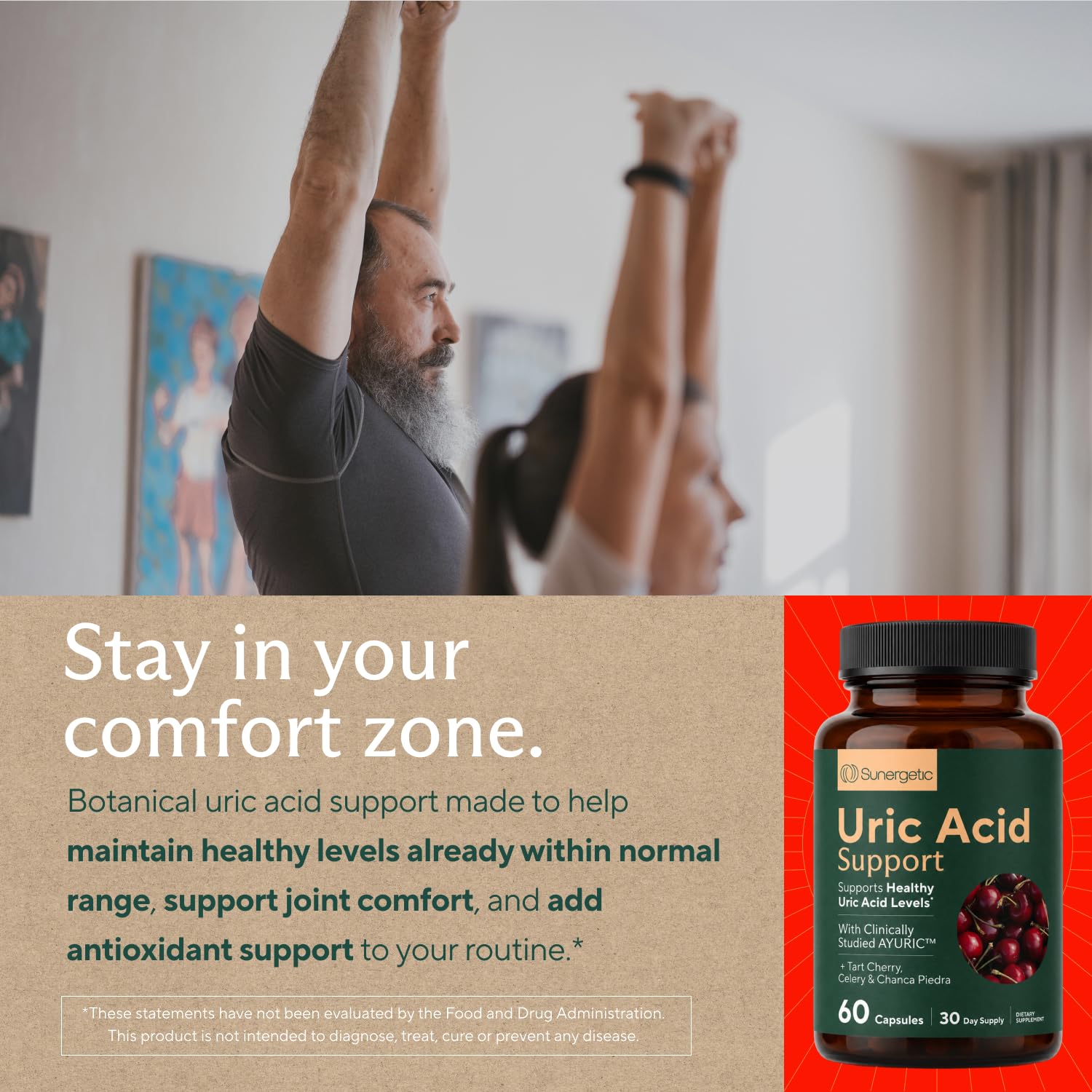 Sunergetic Premium Uric Acid Support Supplement – Uric Acid Cleanse & Kidney Support – Includes Tart Cherry, Chanca Piedra, Celery Extract & Turmeric - 60 Capsules — Amazon image 5