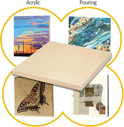 Miniatura 3 de Falling in Art Paquete de 2 paneles de lienzo de madera sin terminar, kit de paneles de madera de abedul de galería de 20 x 20 pulgadas, tablas de