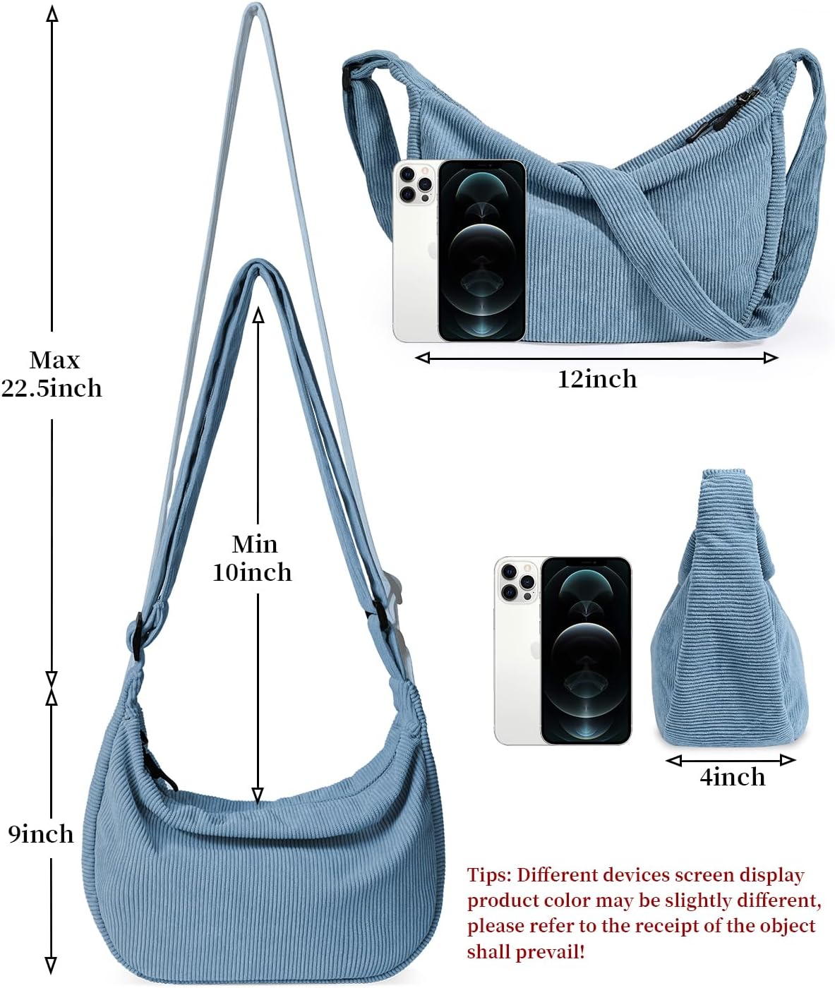 Crossbody Sling Bag for Women Men Trendy, Crescent Bag with Adjustable Strap, 2 Zippers Lightweight - Image 6