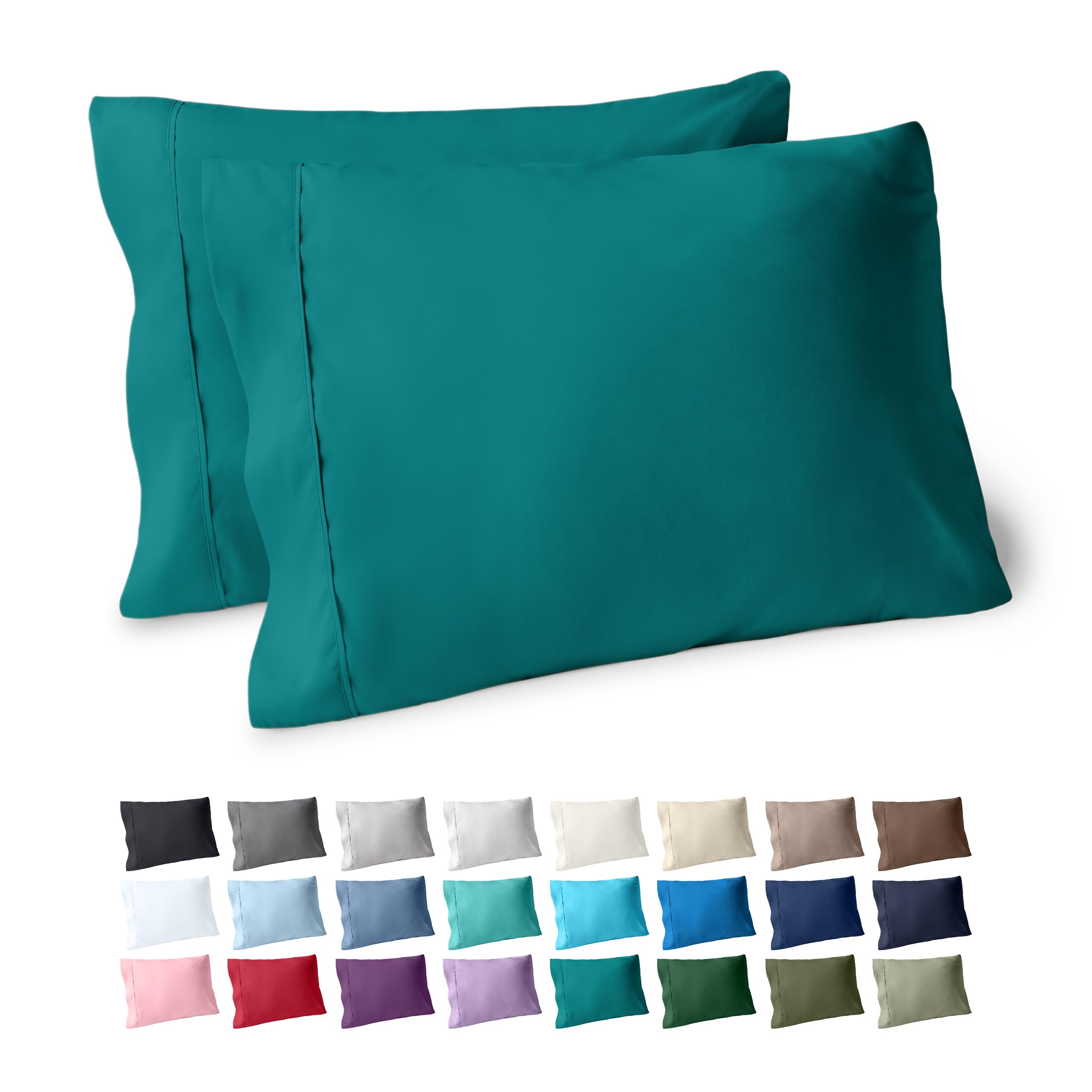 Bare Home Pillowcases Open End (King Set of 2, Emerald)