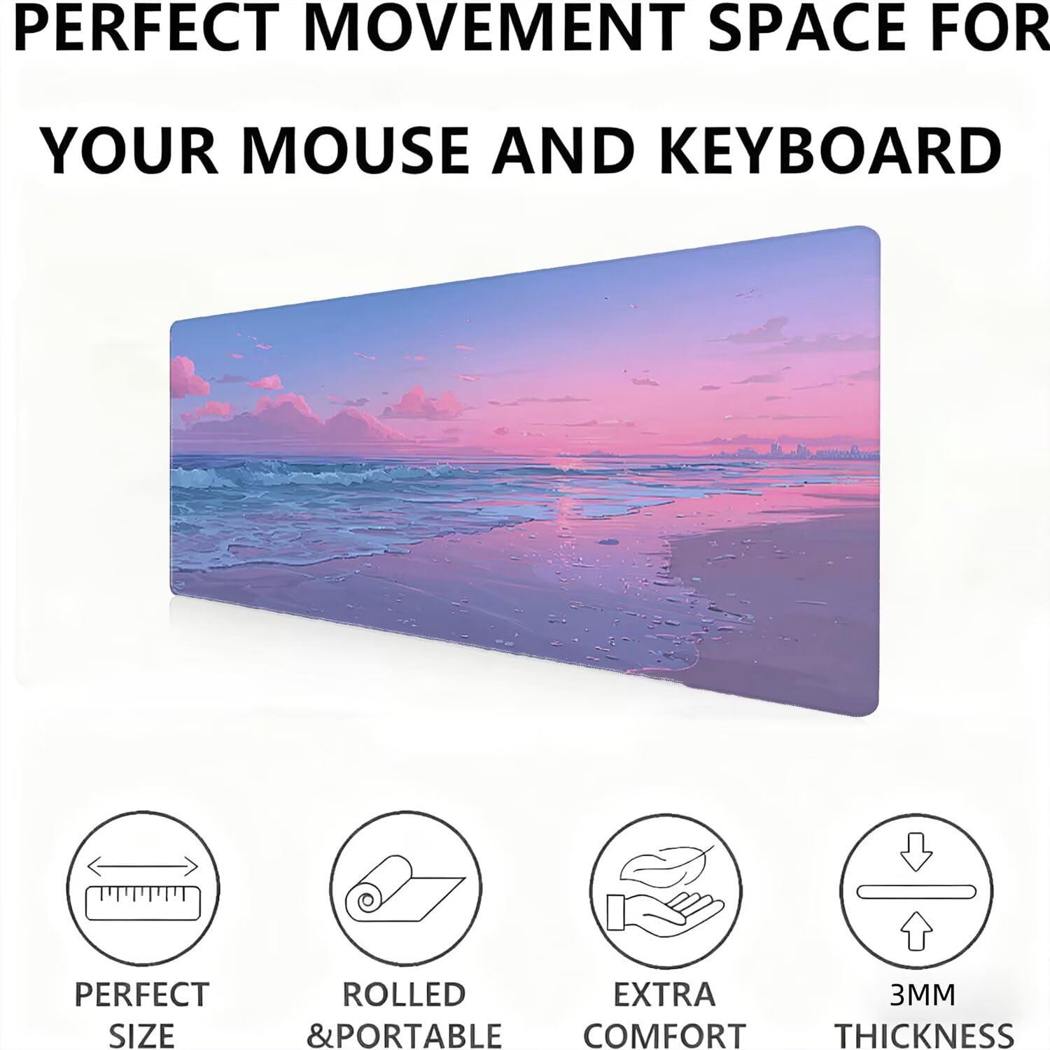 Podkładka pod mysz, podkładka pod mysz XXL 1200 x 600 podkładka pod mysz dla graczy, wodoodporna gumowa podstawa, duża podkładka pod mysz do gier na biurko zszyte krawędzie wodoodporna antypoślizgowa