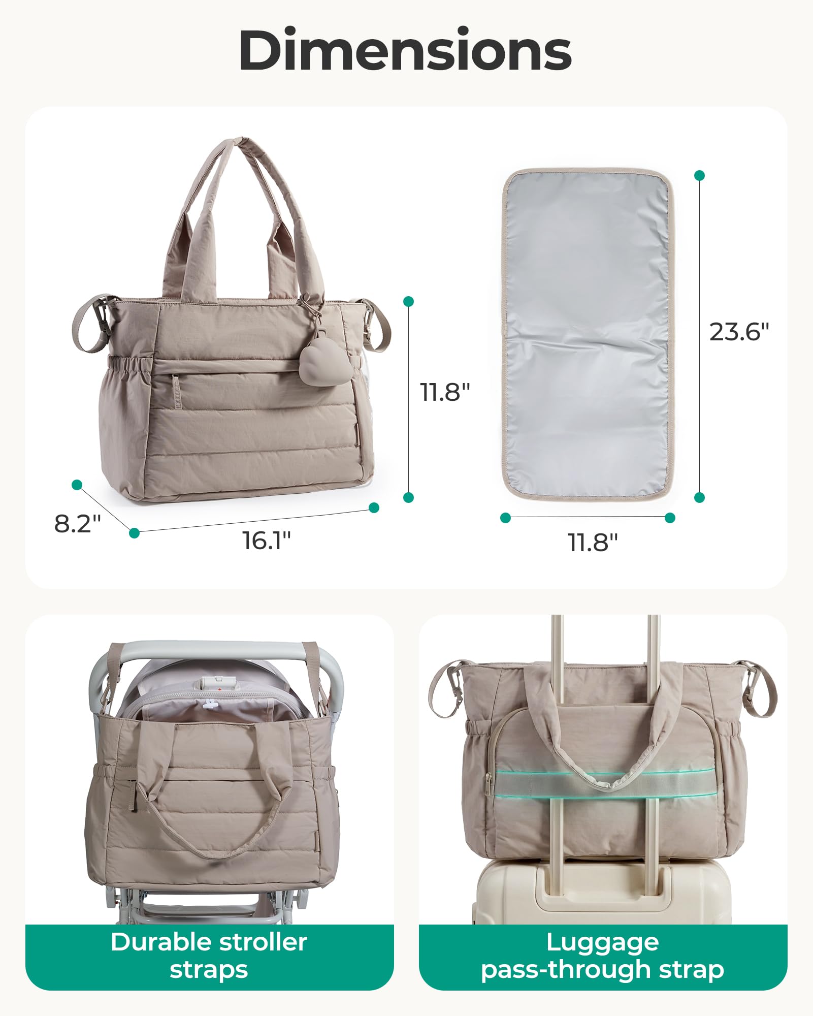 BAGSMART Diaper Bag Tote, Baby Bag with Pacifier Case Large Travel Diaper Tote for Mom Hospital Bag for Labor Delivery - 5