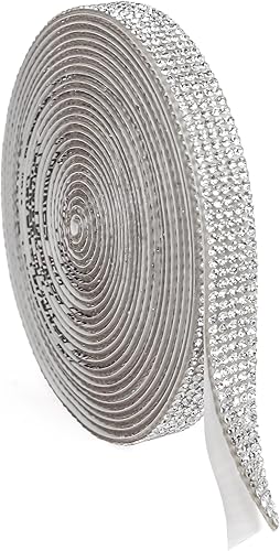 Miniatura 8 de Cinta de diamantes de imitación brillantes de 0.4 pulgadas para manualidades, tiras de cristal autoadhesivas, cinta con purpurina, ribete versátil
