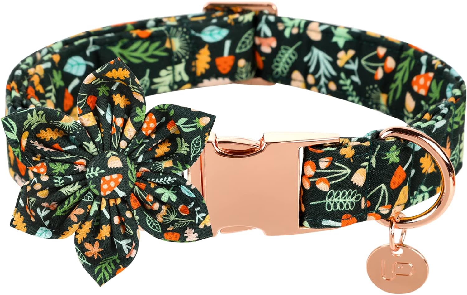 UP URARA PUP Dog Collar with Flower, Comfortable Adjustable Cotton Flower Collar for Large Girl Boy Dog, Fall Dog Collar with Metal…