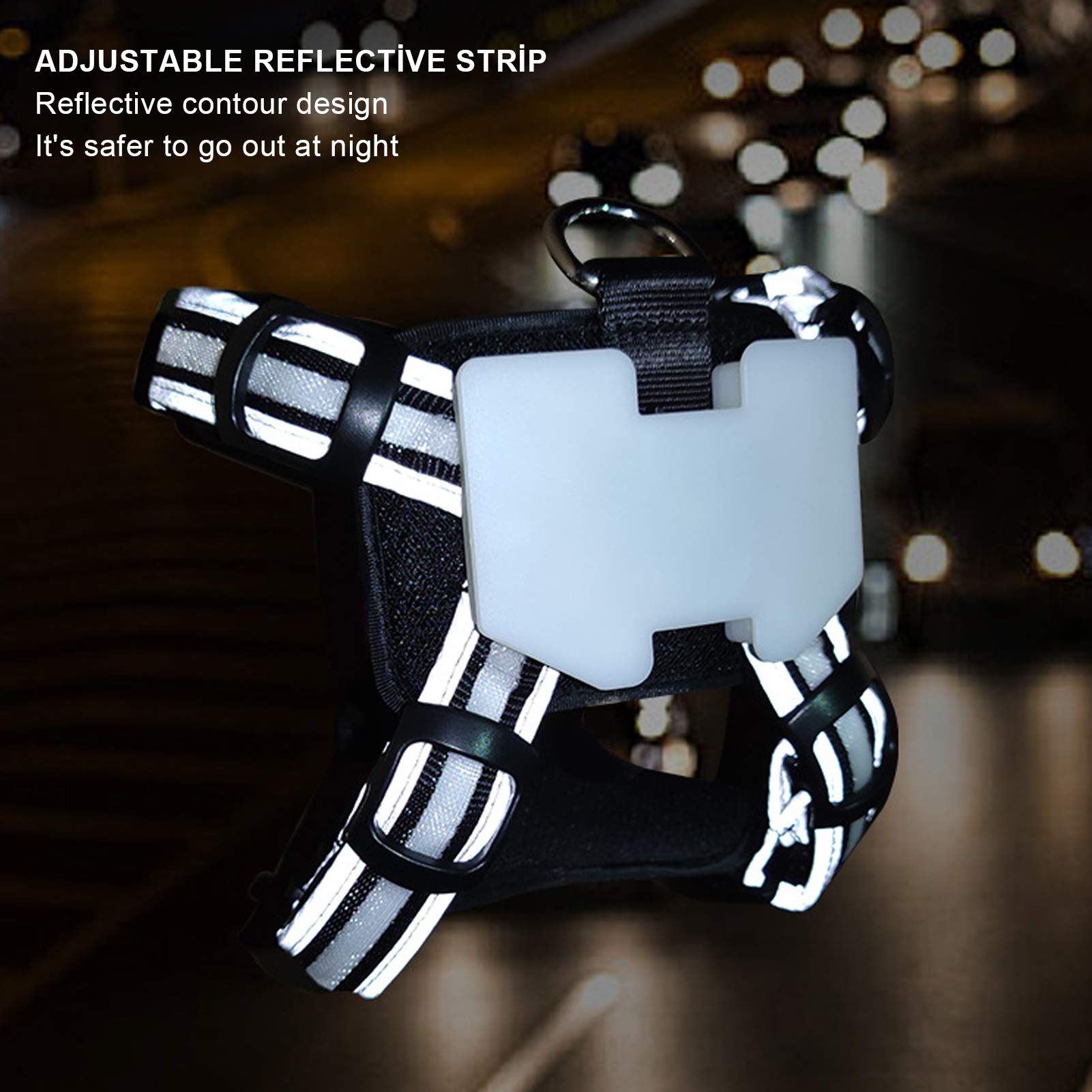 Arnés de Perro Vomekolight, arnés de Perro LED, Correa para el Pecho de Carga USB con Tira Reflectante Ajustable para la Seguridad Nocturna (S)