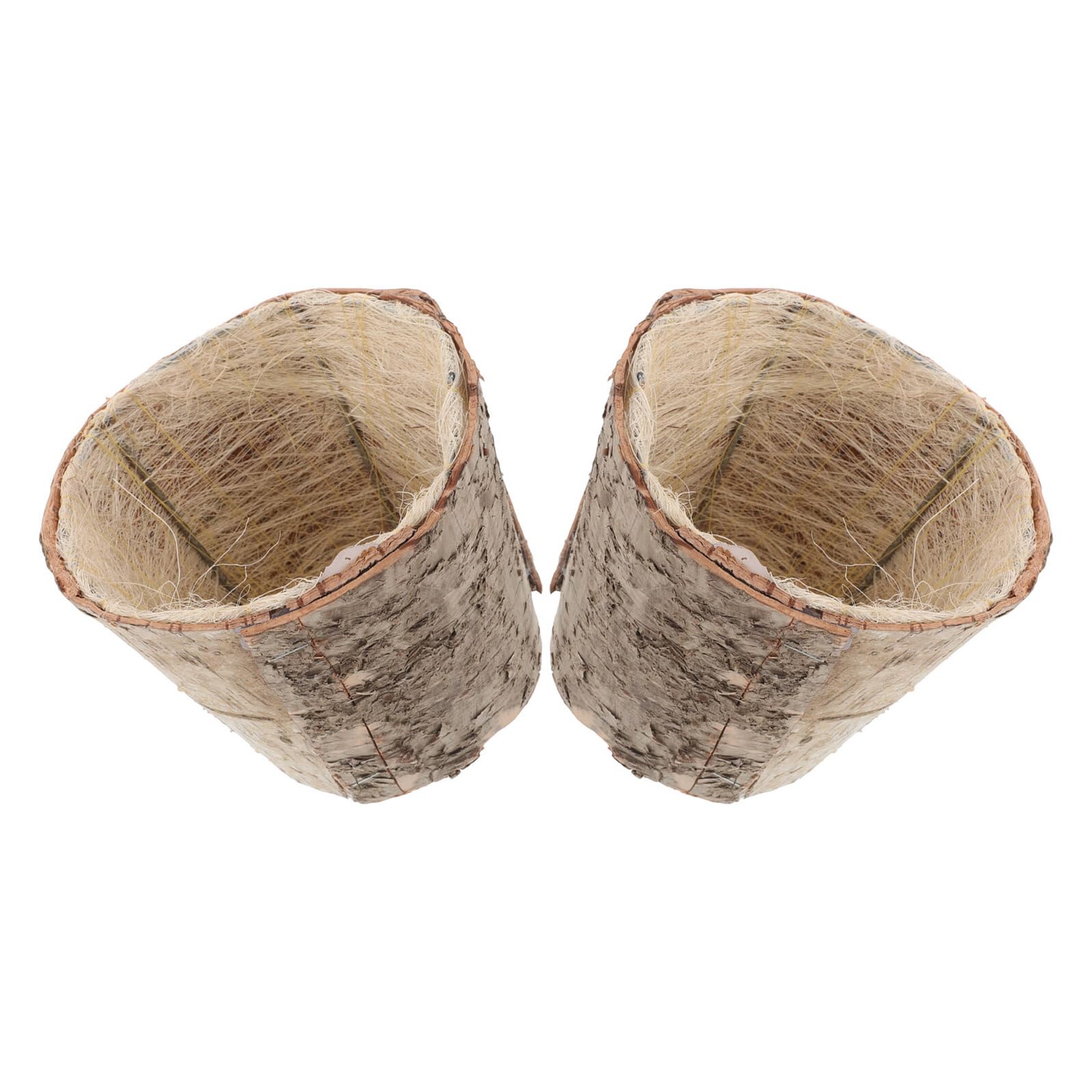 Centre de table rustique lot de 2 pots de fleurs bohèmes effet écorce pour salon chaleureux
