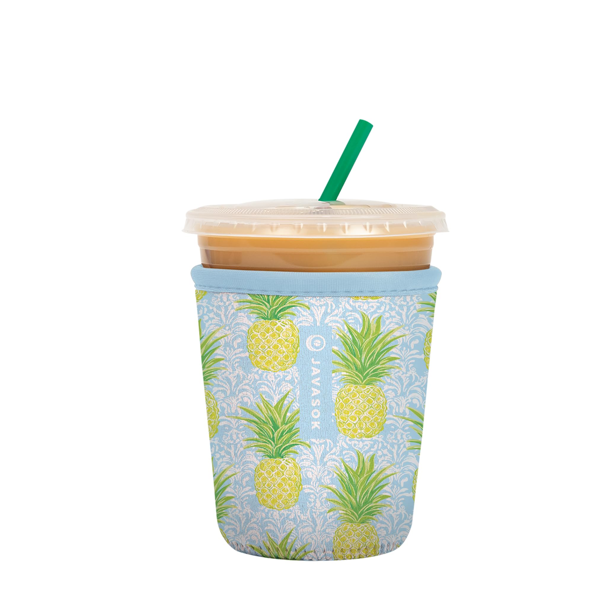 Sok It JavaSok Iced Coffee &amp; Cold Soda Insulated Neoprene Cup Sleeve (The Preppy Pineapple, Small: 16-20oz)