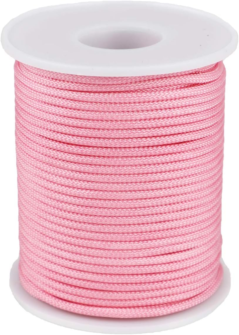 Braided Nylon Twine Cord Thread String for Necklace Bracelet Jewelry Making Crafting Accessories (2mm-98feet, Pink)