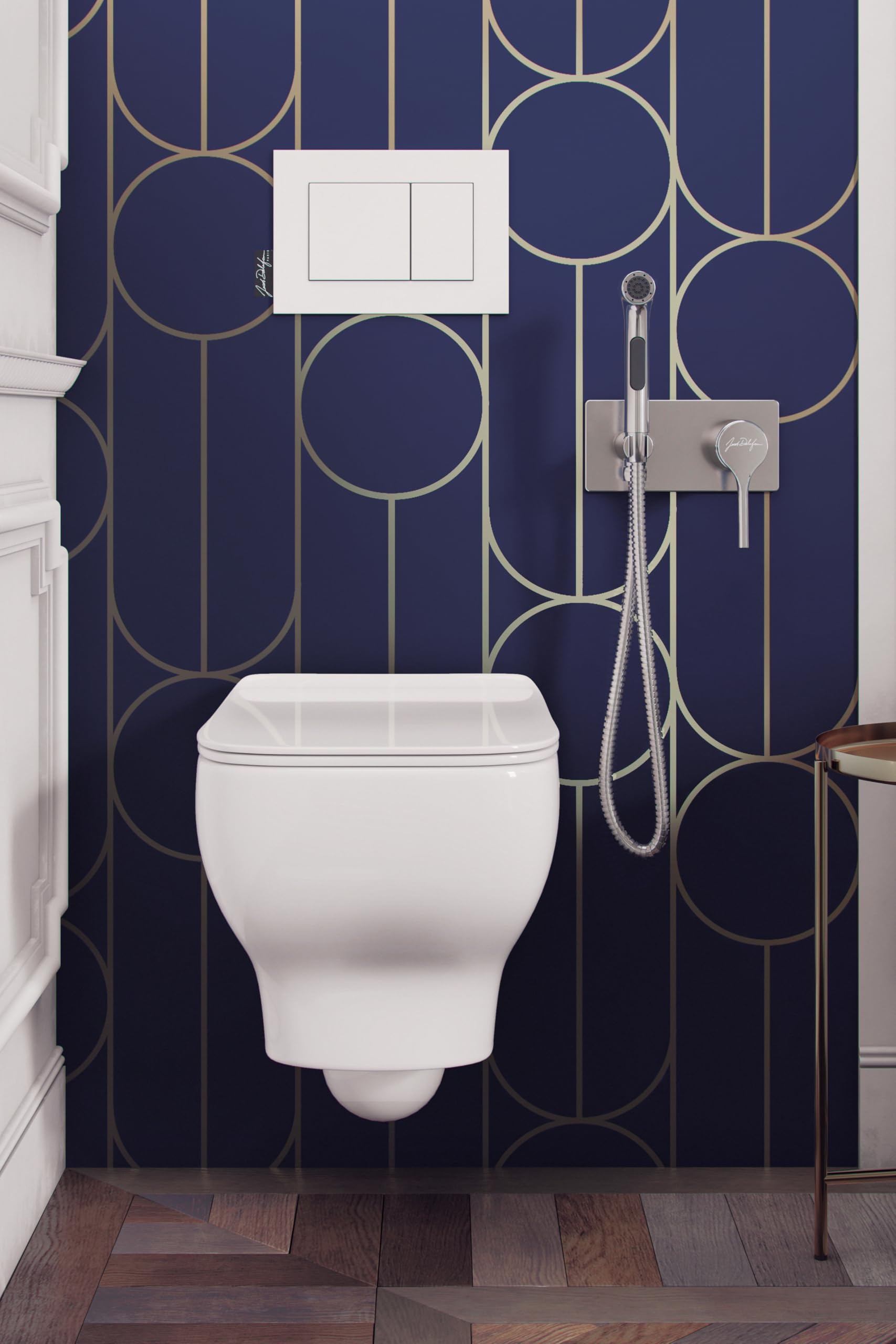 Jacob Delafon - Douchette Hygiénique Cuff pour WC - Avec mitigeur chaud/froid - Faible consommation 5L/min - Avec support mural et flexible 1,2m - 1 jet - Finition Chrome - E25838-CP