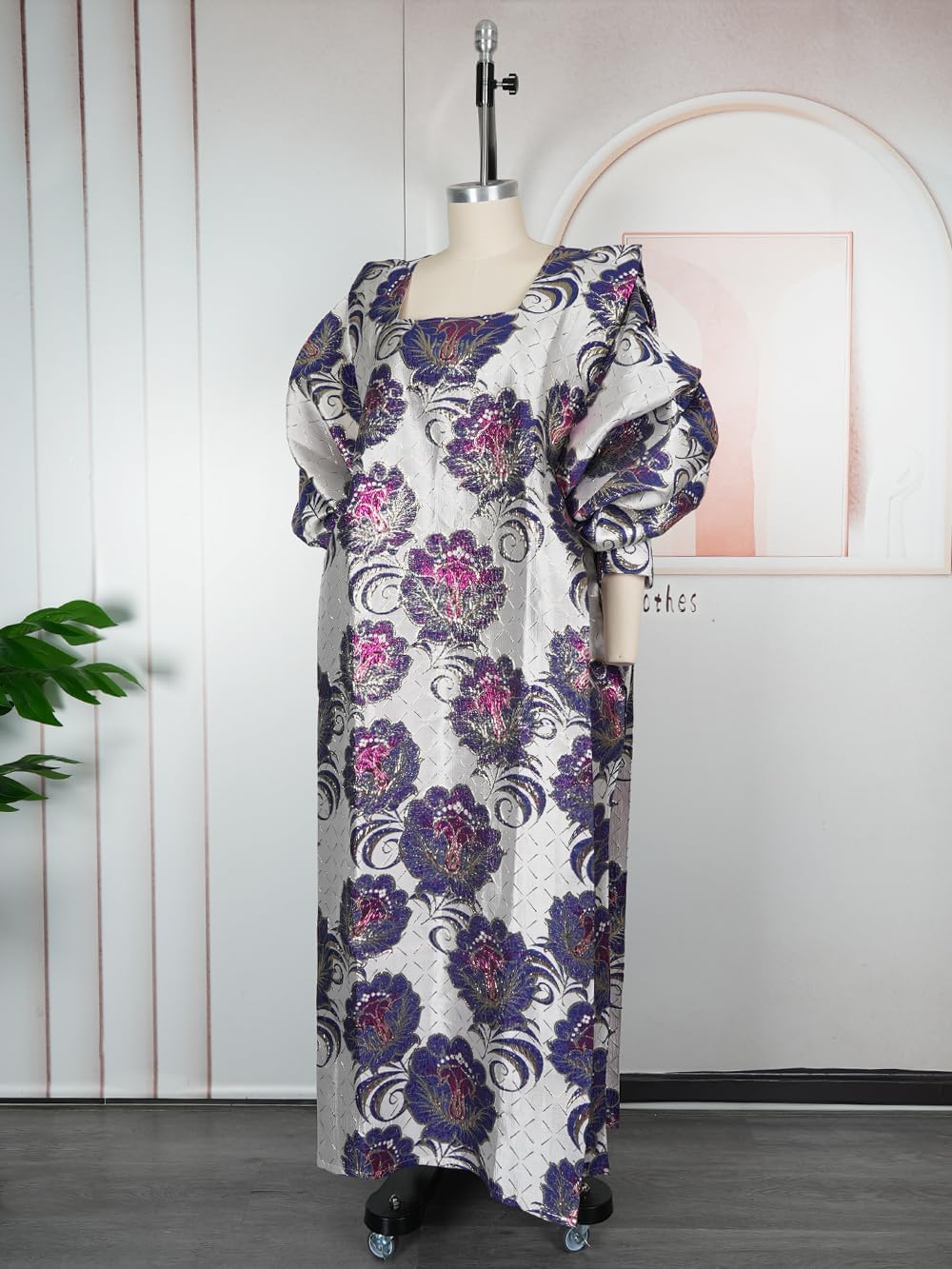 HD African Fashion Bubu Dress for Woman Embroidery Pattern Maxi Dress - Image 3