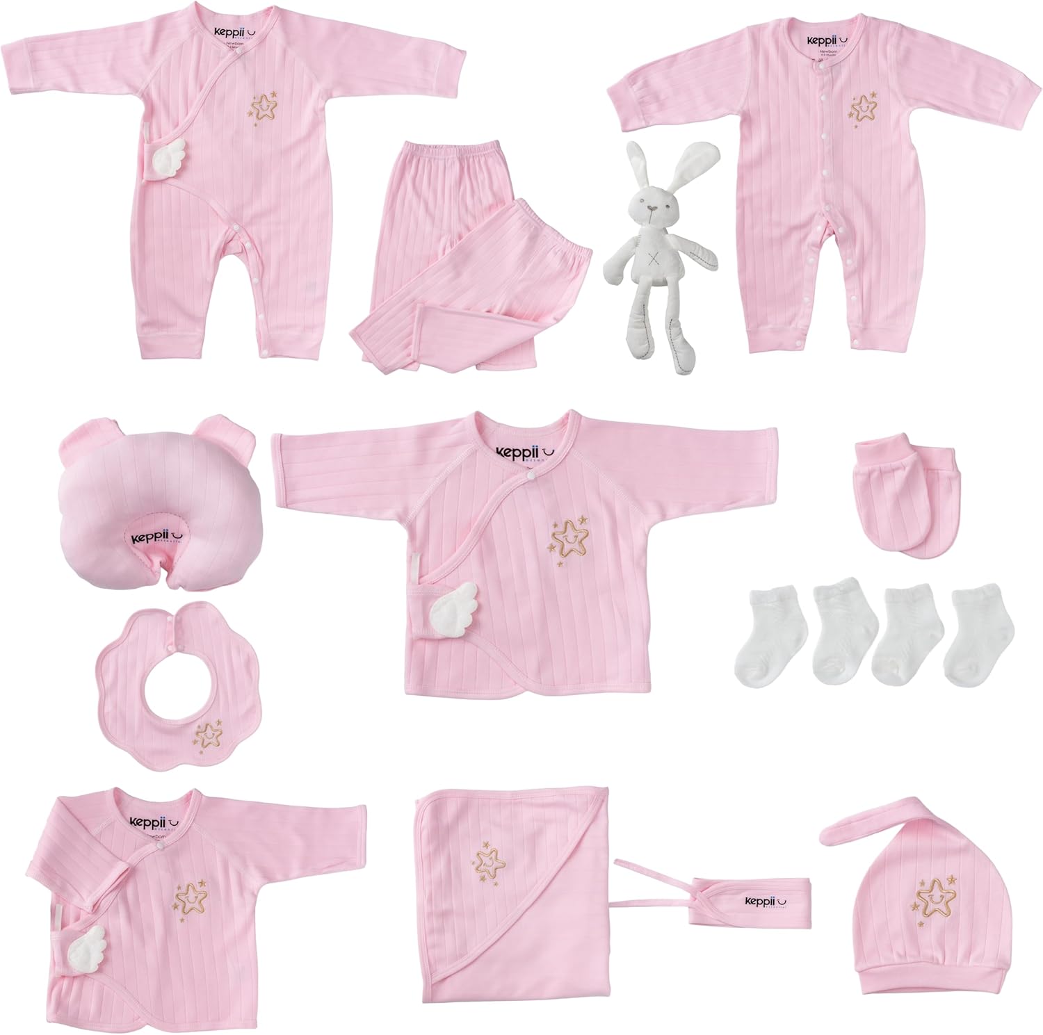 keppii essential™ 18-Piece Newborn Layette Gift Set – Premium Clothing & Accessories | Luxury Gift Box | Unisex