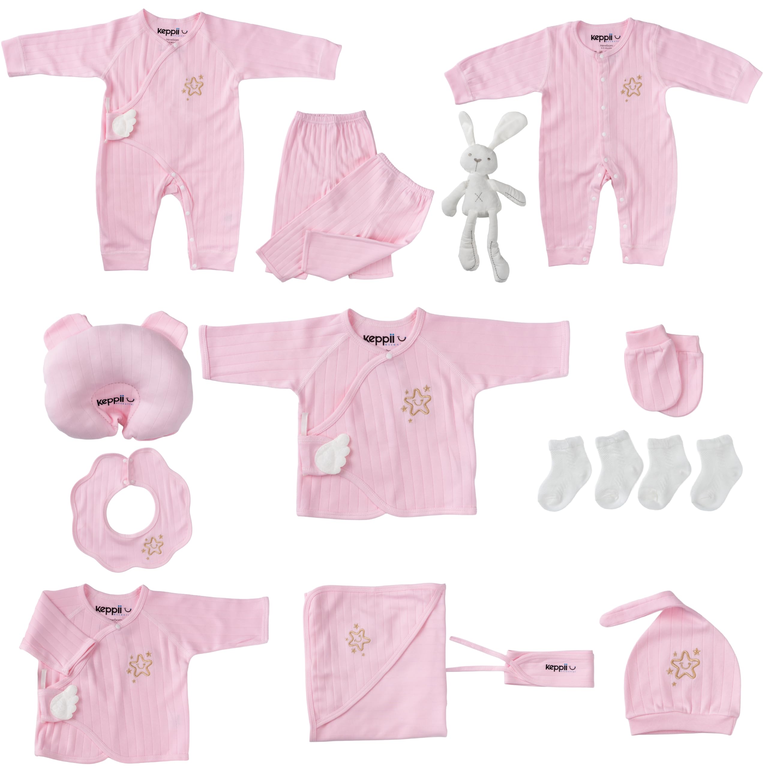 keppii essential™ 18-Piece Newborn Layette Gift Set – Premium Clothing & Accessories | Luxury Gift Box | Unisex