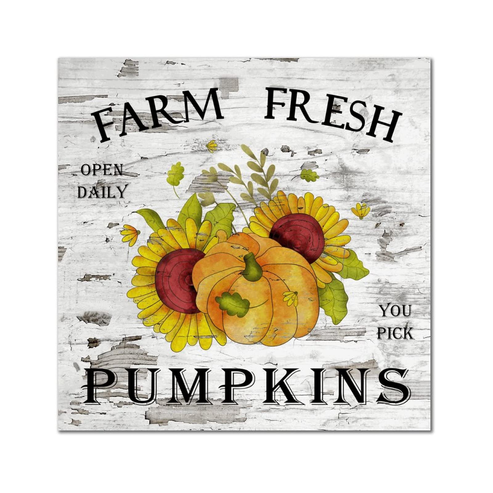 Panneau Farm Fresh Pumpkin en bois durable au design raffiné de 30,5 cm