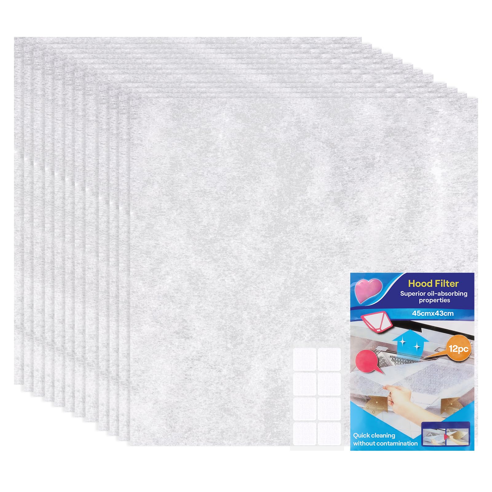 12 Filtro Plano de Grasa, Campanas Extractoras, Filtros Universales para todas las Campanas Extractoras estándar, 45x43 cm, se Puede Cortar a Medida