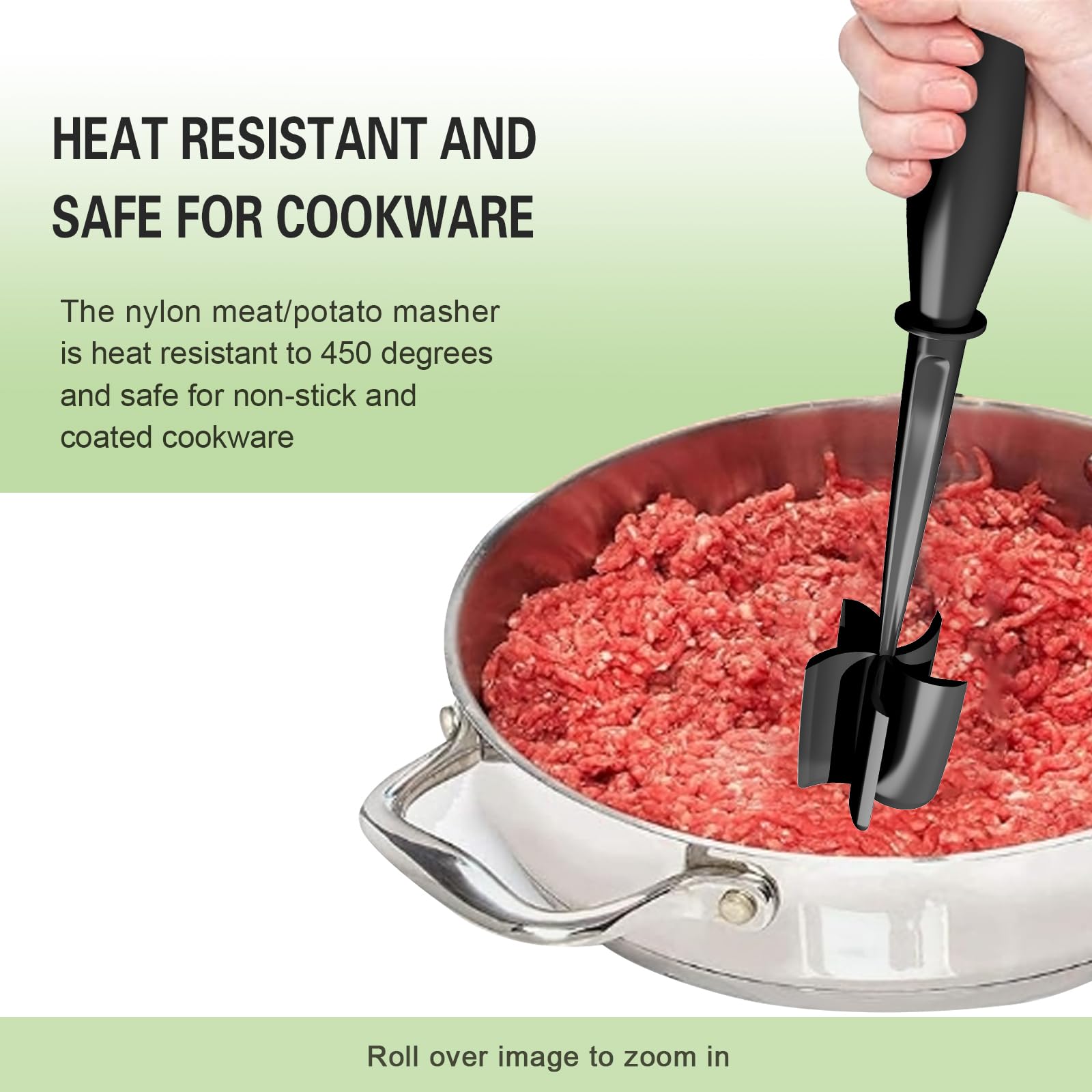 MONGSEW 5-Blade Meat Chopper & Hamburger Smasher - Heat Resistant Nylon Tool (Dual Color) - View #3