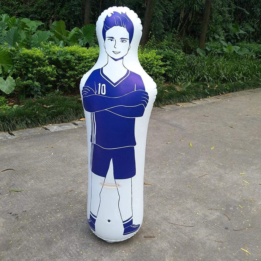 1.6m Gonflable Football Formation Objectif Gardien, Stand Tumbler PVC De Football Gonflable Mannequin De Formation, pour la Pratique du Football et Dribble Mur Passant Exercices (Bleu)