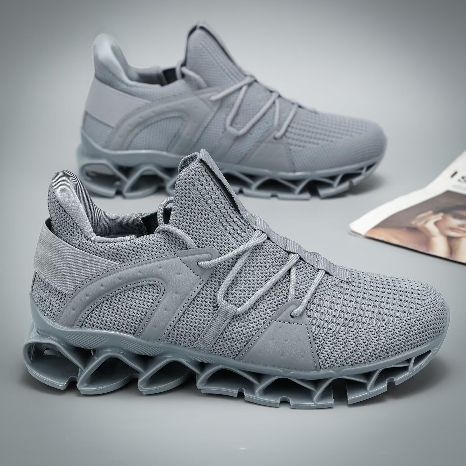 Mens Walking Blade Shoes Slip on Fashion Running Tennis Sneakers Non Slip Breathable Mesh Casual Sport