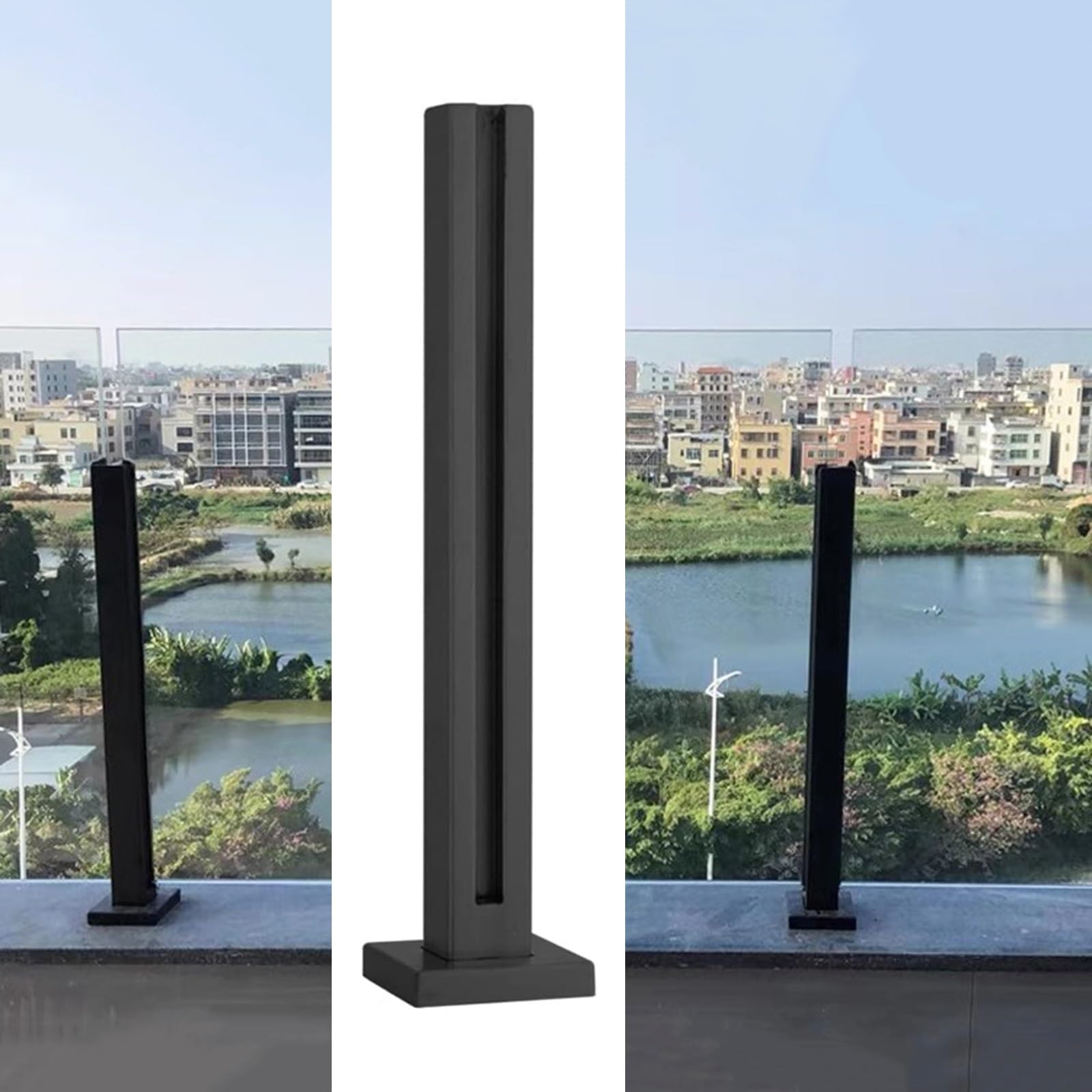 Glass Railing System with Complete Kit 80/100/120/140cm Height Mid Post Balustrade for Outdoor StepsStair Guardrail Modern Safety Solution,End Post 85cm/33.5 inch