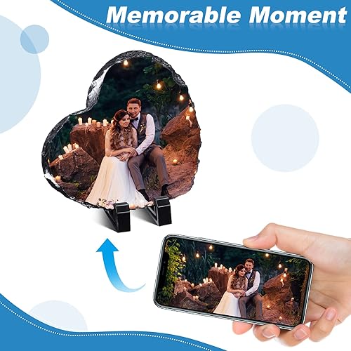 Miniatura 5 de Gersoniel 4 piezas de regalo de boda sublimación corazón pizarra roca en blanco 5.9 x 5.9 pulgadas en forma de corazón placa de piedra personalizada