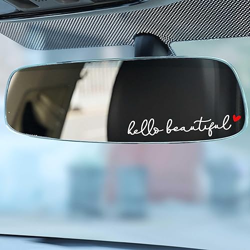 Vista 90 de 3 calcomanías con texto “Hello Beautiful” para espejo retrovisor, decoración de vinilo, accesorios para regalar para el auto, decoración para mujer