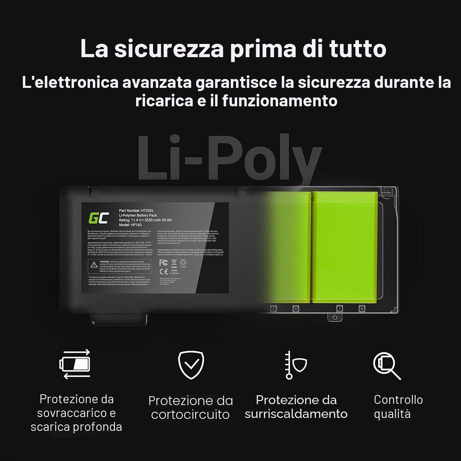 Green Cell L19C3PF1 L19D3PF1 L19L3PF8 L19M3PF1 Batteria per Lenovo ThinkBook 14-IIL 14-IML 15-IIL 15-IML Portatile (4650mAh 11.55V Nero)