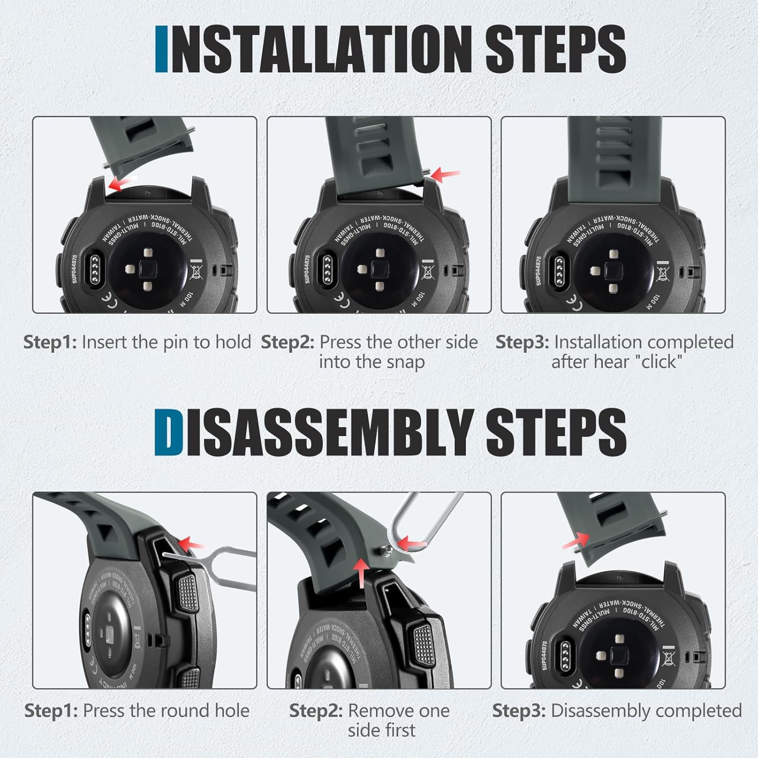 GEAK 22mm Compatible with Garmin Instinct Watch Bands, Sport Strap Compatible with Garmin Instinct 2 Watch Band, Soft Silicone Replacement Compatible for Garmin Watch Band Instinct/Solar/Tactical
