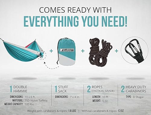 Miniatura 7 de Bear Butt Hamaca de camping  Hamaca  Equipo de camping  Hamaca para 2 personas  Hamaca de árbol de mochilero  Hamaca doble camping  Equipo de