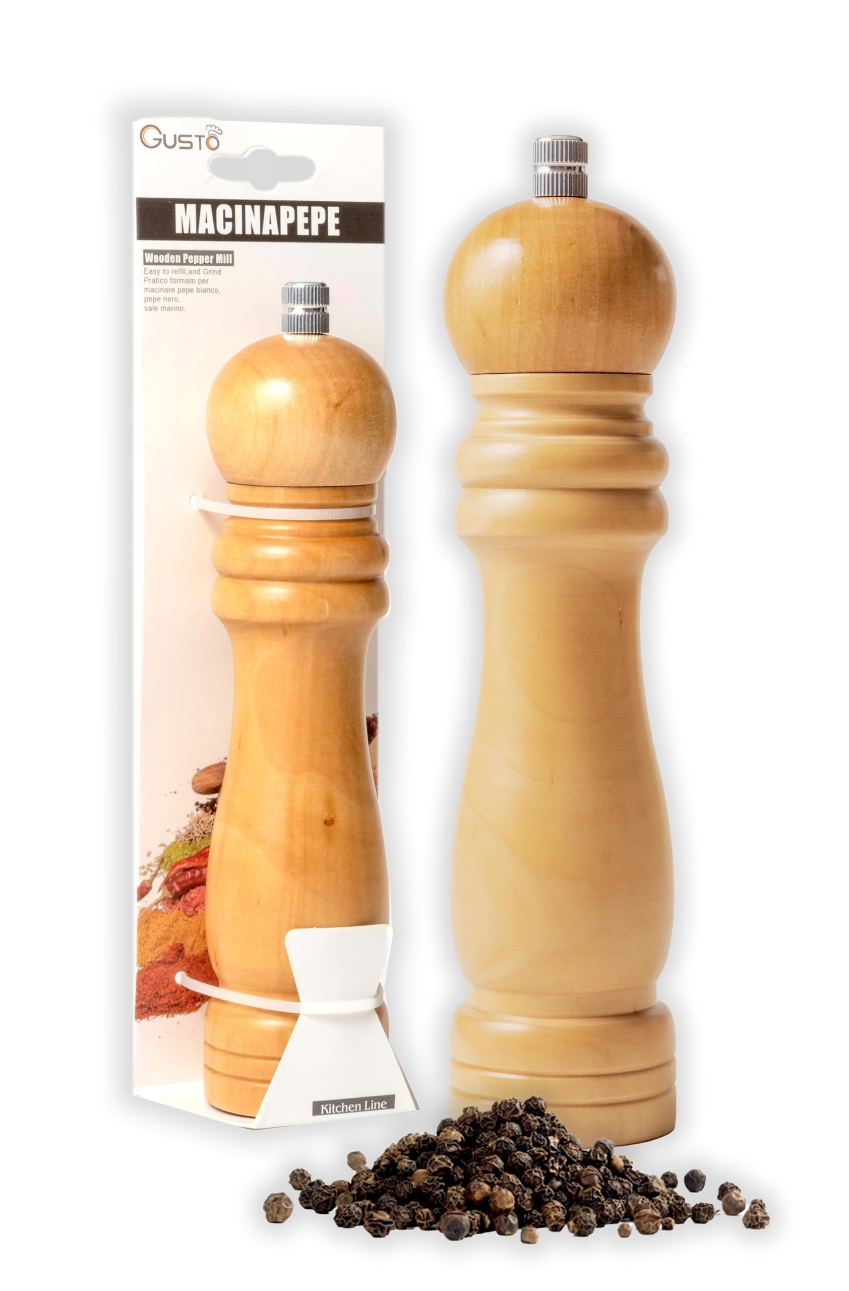 Macinapepe Manuale IPEA In Legno - Regolabile, Per Spezie, Sale E Pepe, 16.5cm - Foto 8